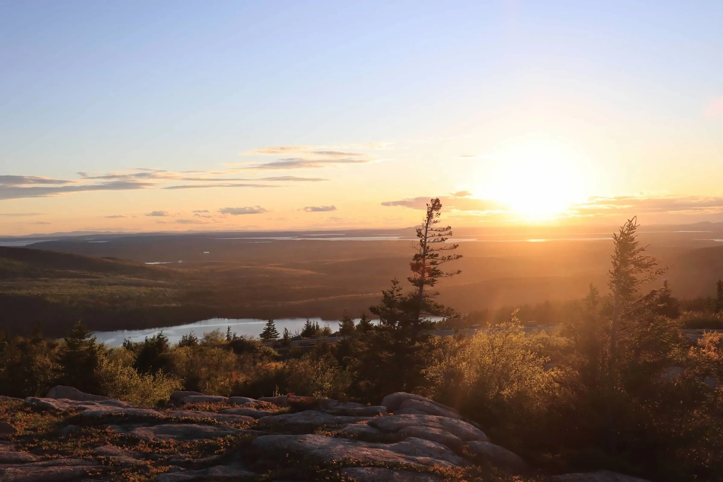 Golden hour from a mountain summit